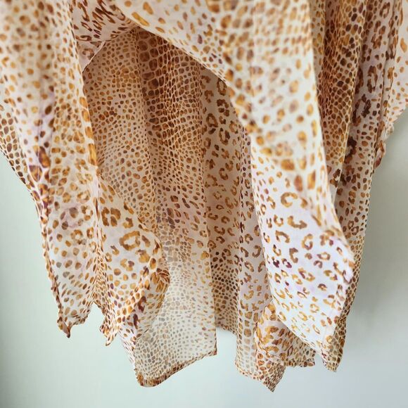 Show Me Your Mumu Peta Boo sheer Tunic Animal Print V-neck cold shoulder FLOWY - Picture 6 of 7